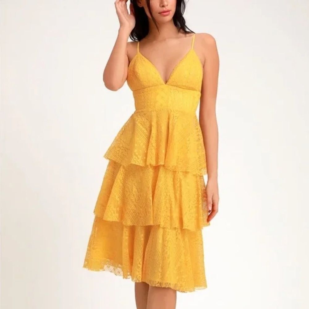 Lulus yellow tiered dress